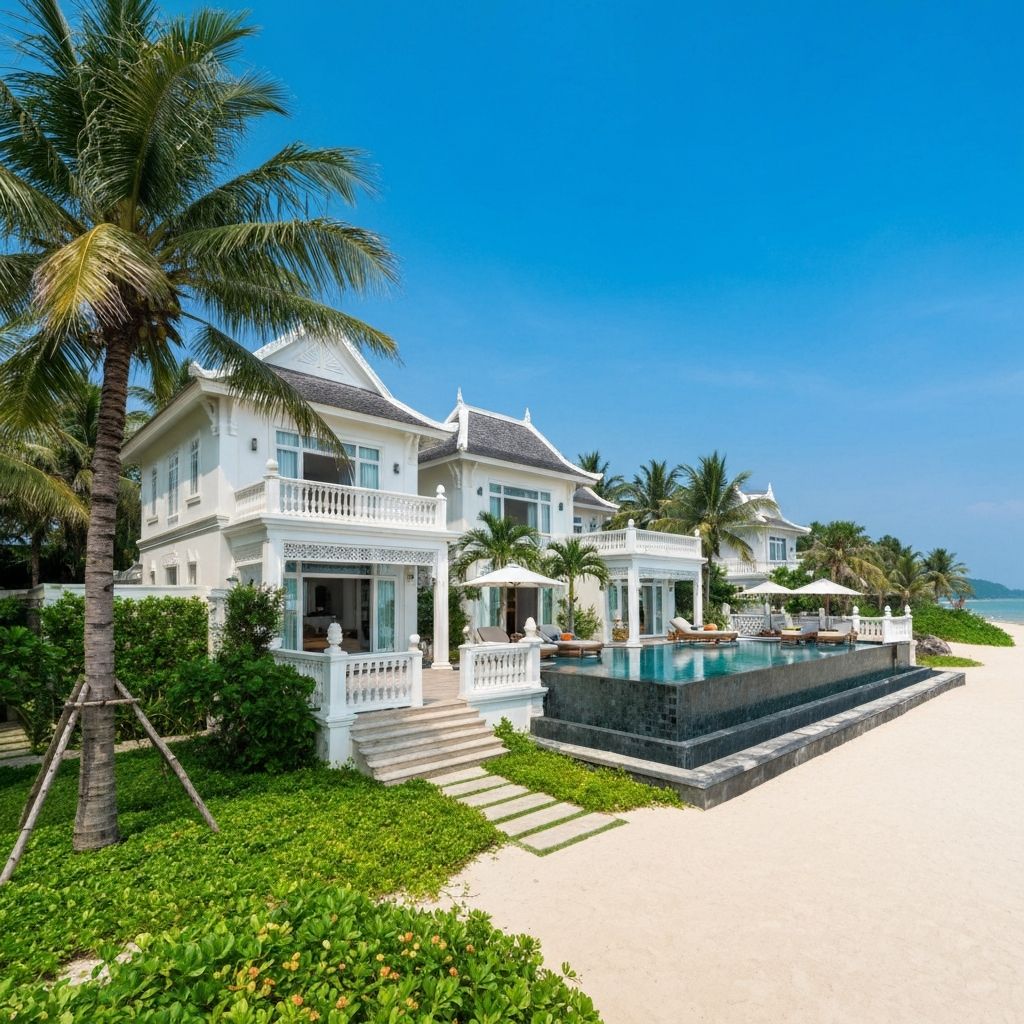 Ảnh resort trang trí cạnh nút liên hệ — kỳ nghỉ và đặt dịch vụ cùng NNS Travel